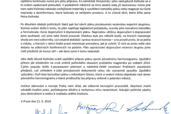 Institut opustili odborníci chystající nový územní plán Prahy