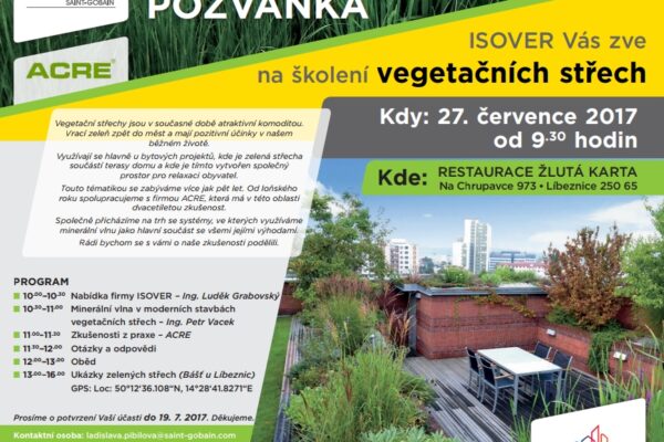 Pozvánka na školení vegetačních střech