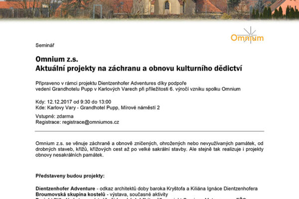 Omnium z.s. – aktuální projekty na záchranu a obnovu kulturního dědictví
