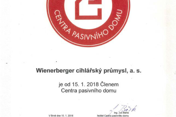 Wienerberger novým členem Centra pasivního domu