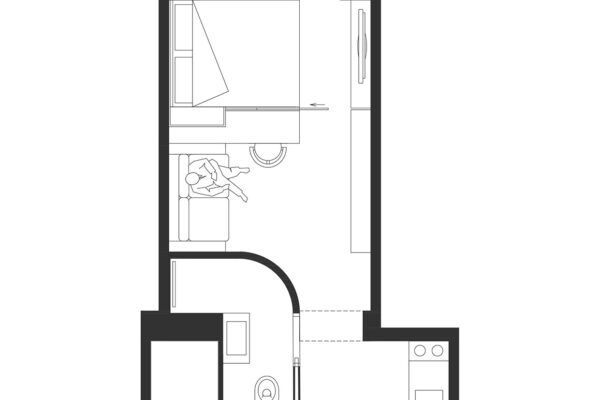 Přestavba garsonky na byt 2+1
