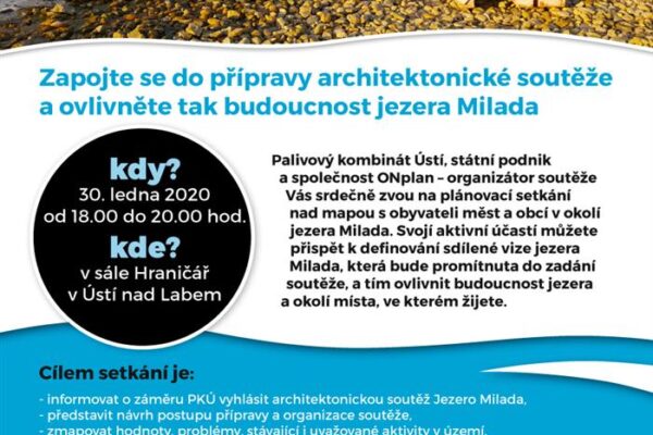Podobu okolí jezera Milada u Ústí navrhnou architekti