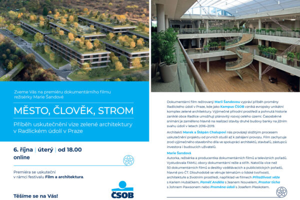 Pozvánka na premiéru filmu Město, člověk, strom