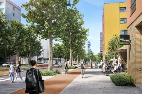 Čtyři řady stromořadí, nová cyklostezka i park. Olšanská ulice má nakročeno k proměně
