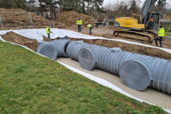 Instalace požární nádrže MEA o objemu 109 000 l za 3 dny