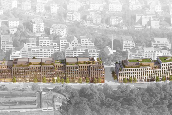 Odvodnění podzemních garáží Nové Waltrovky s nízkými žlaby MEARIN