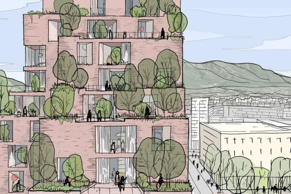 Mrakodrap v Tiraně v Albánii